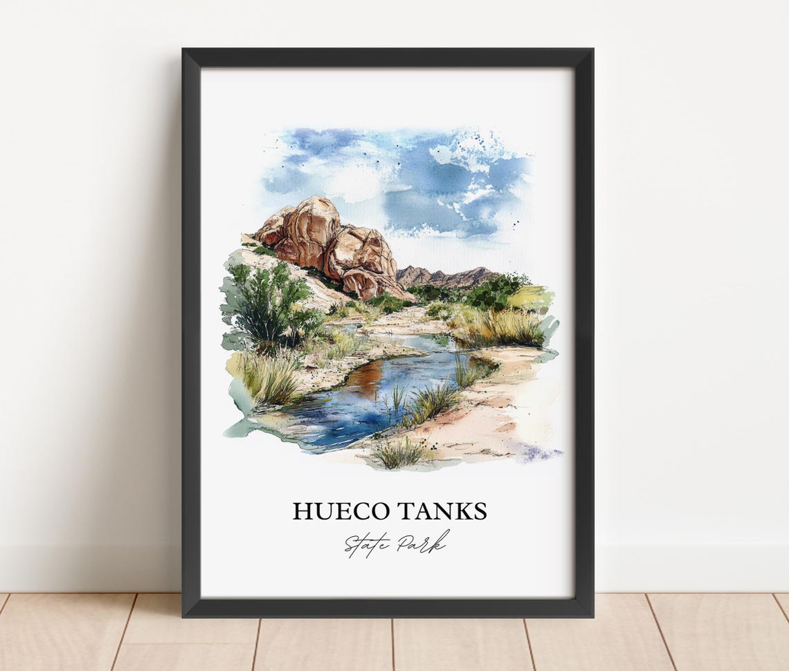 Hueco Tanks State Park Texas Rugged Desert Rock Watercolor Poster - Image 3