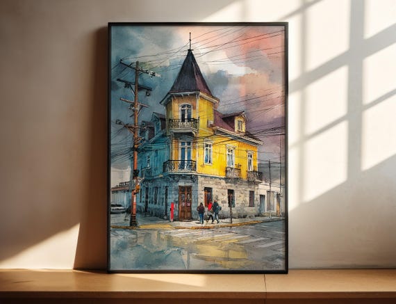 Punta Arenas Chile Watercolor Art Travel Print Artwork Strait Of Magellan Decor Wall