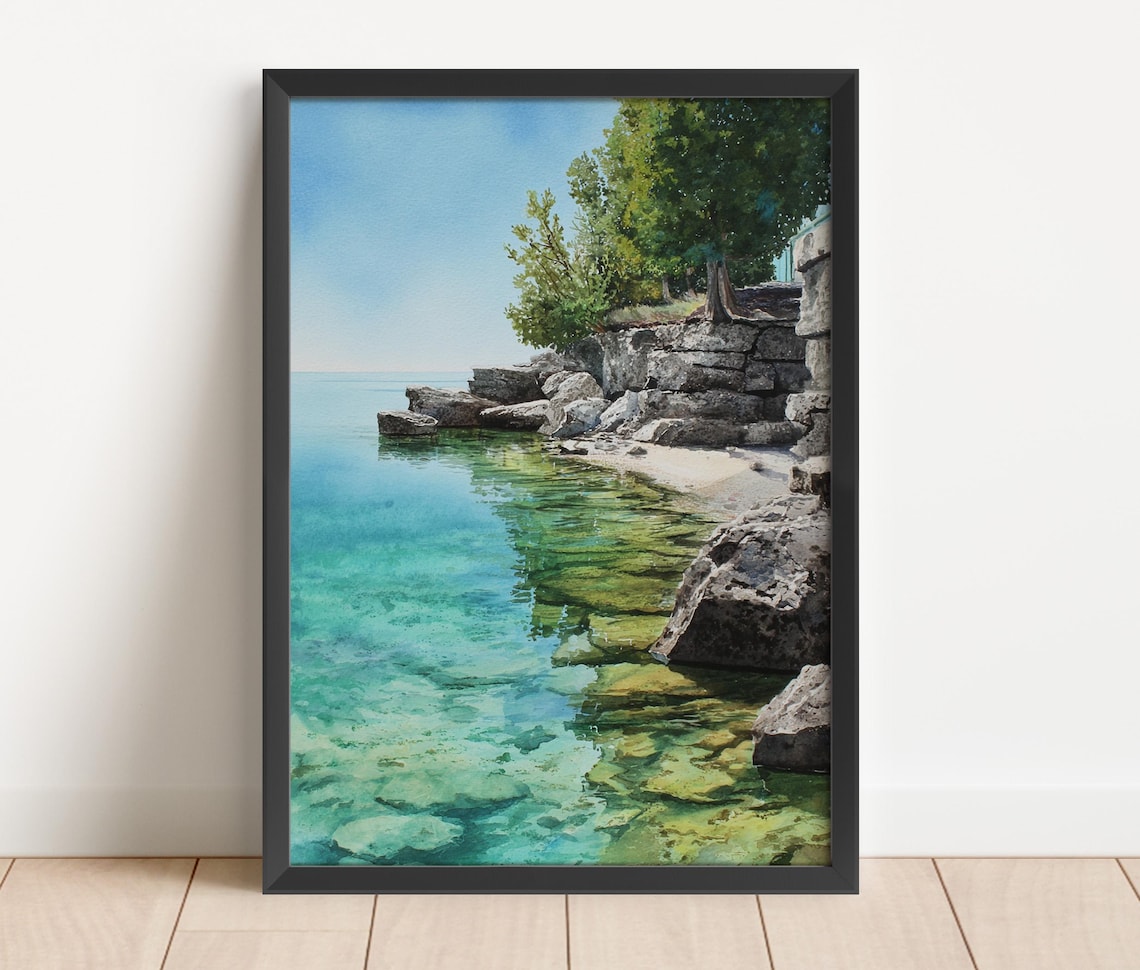 Door County Watercolor Art Print, Wisconsin Travel
