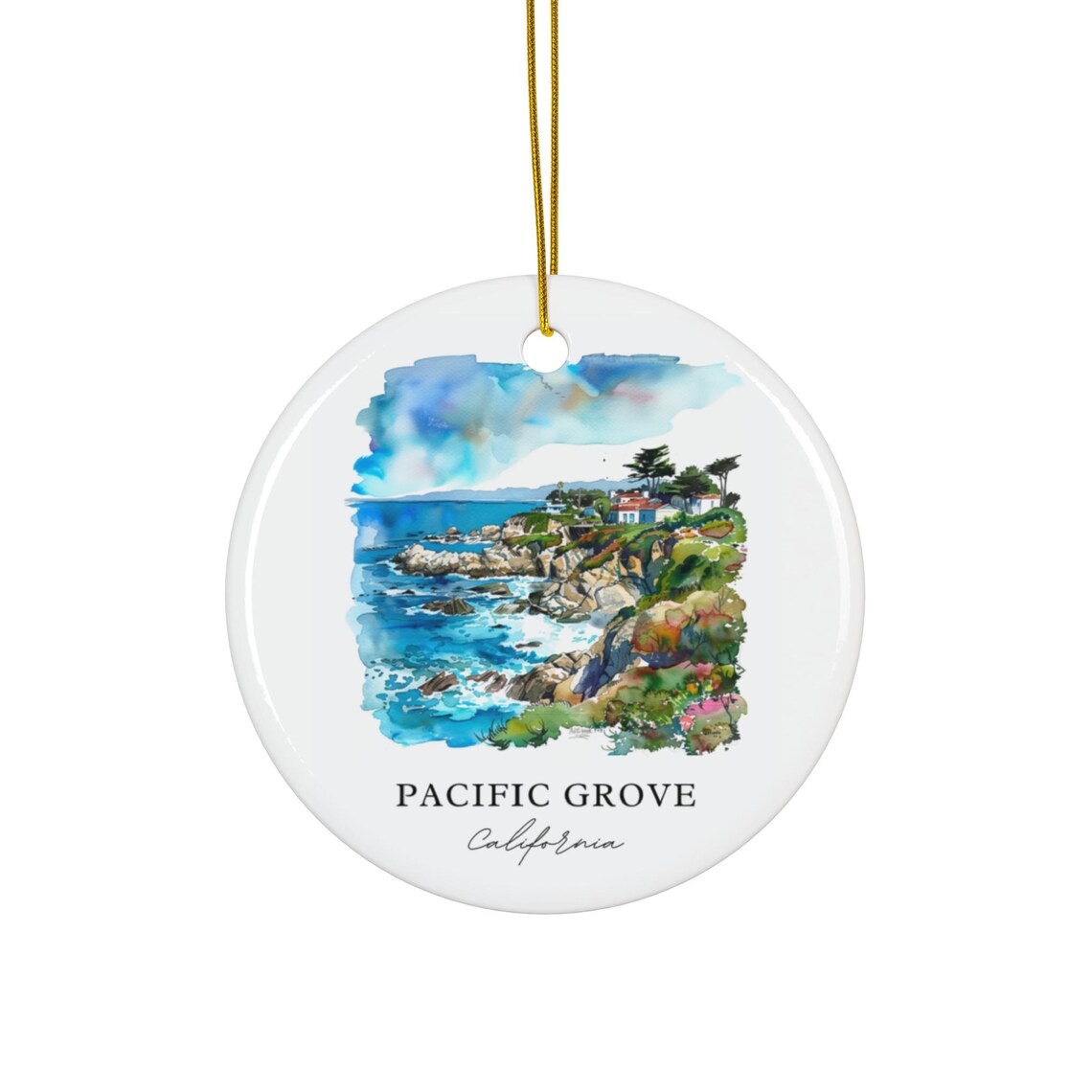 Pacific Grove, CA Christmas Travel Poster Souvenir