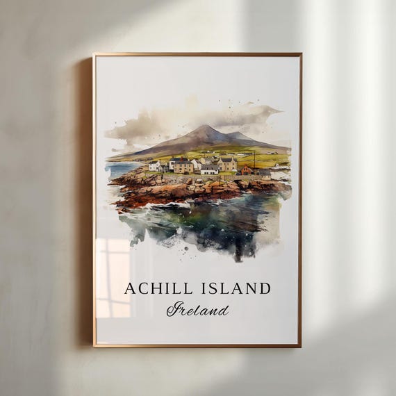 Achill Island Ireland Travel Poster, Custom Text