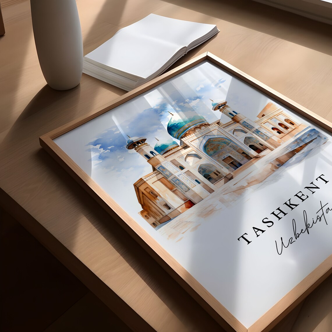 Tashkent Uzbekistan Watercolor Turquoise Dome Islamic Mosque Poster - Image 5