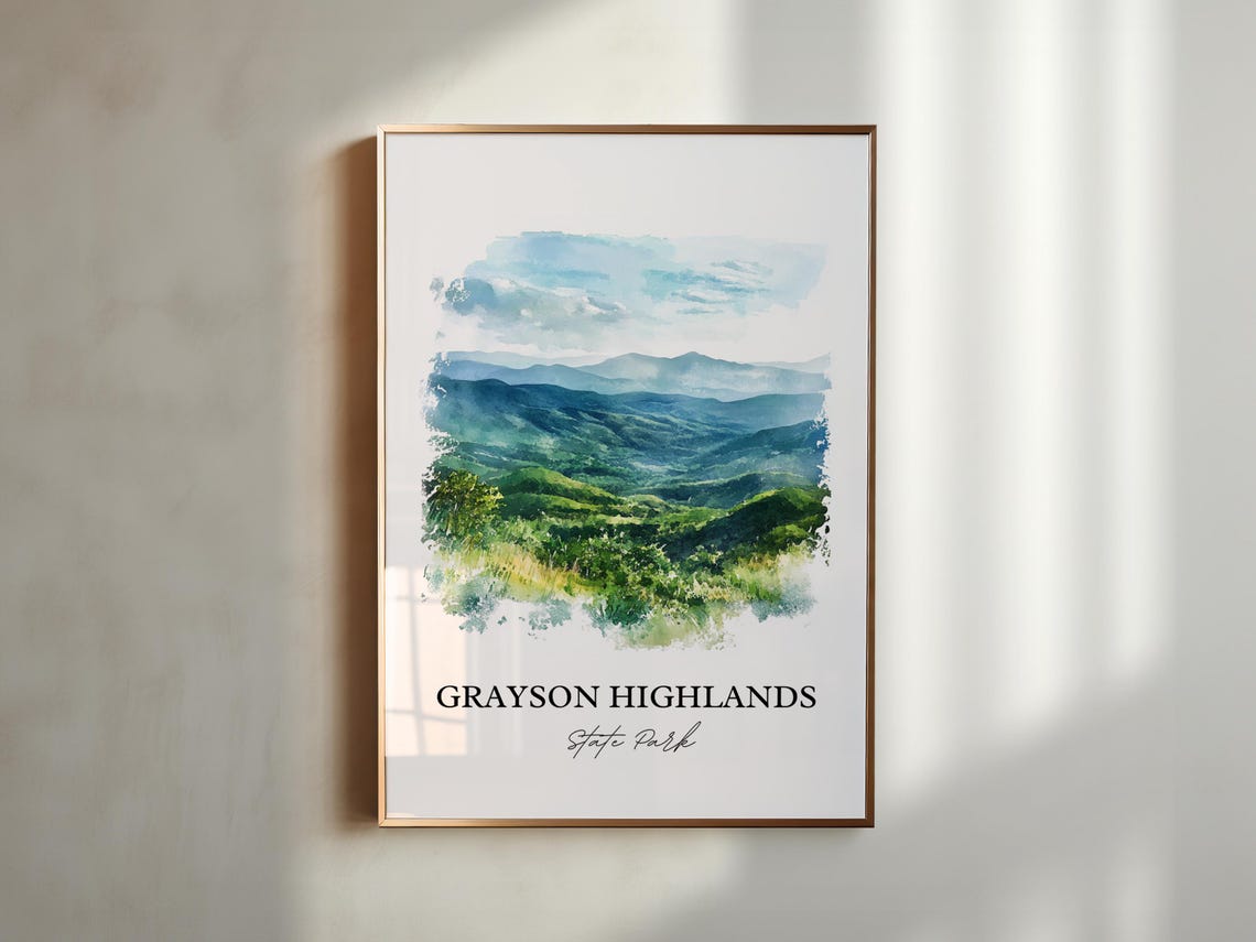 Grayson Highlands State Park Blue Mountain Ridge Watercolor Poster - Image 4