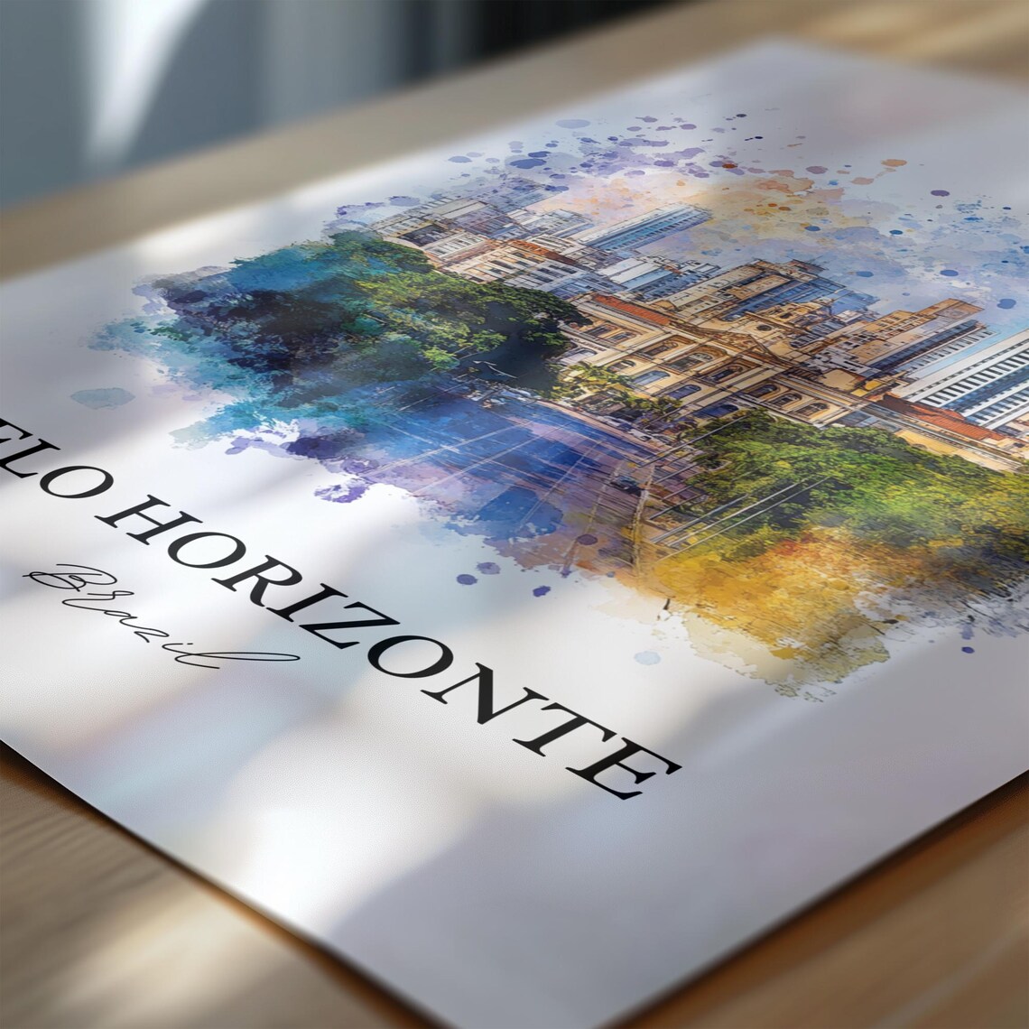 Belo Horizonte Brazil City Skyline Watercolor Urban View Poster - Image 6