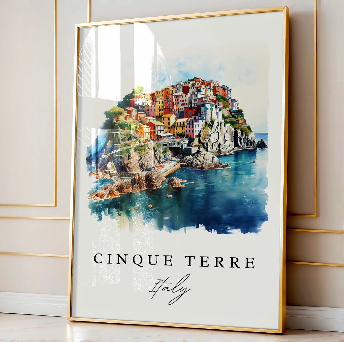 Cinque Terre Italy Travel Poster, Custom Text - Image 5