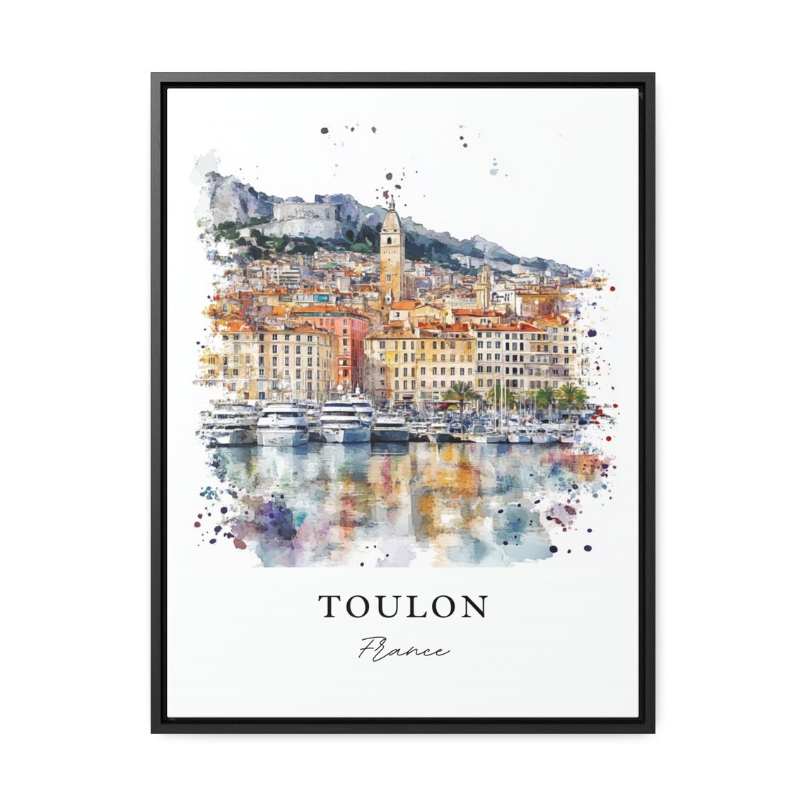 Toulon France Harbor Marina Watercolor Minimalist Travel Poster