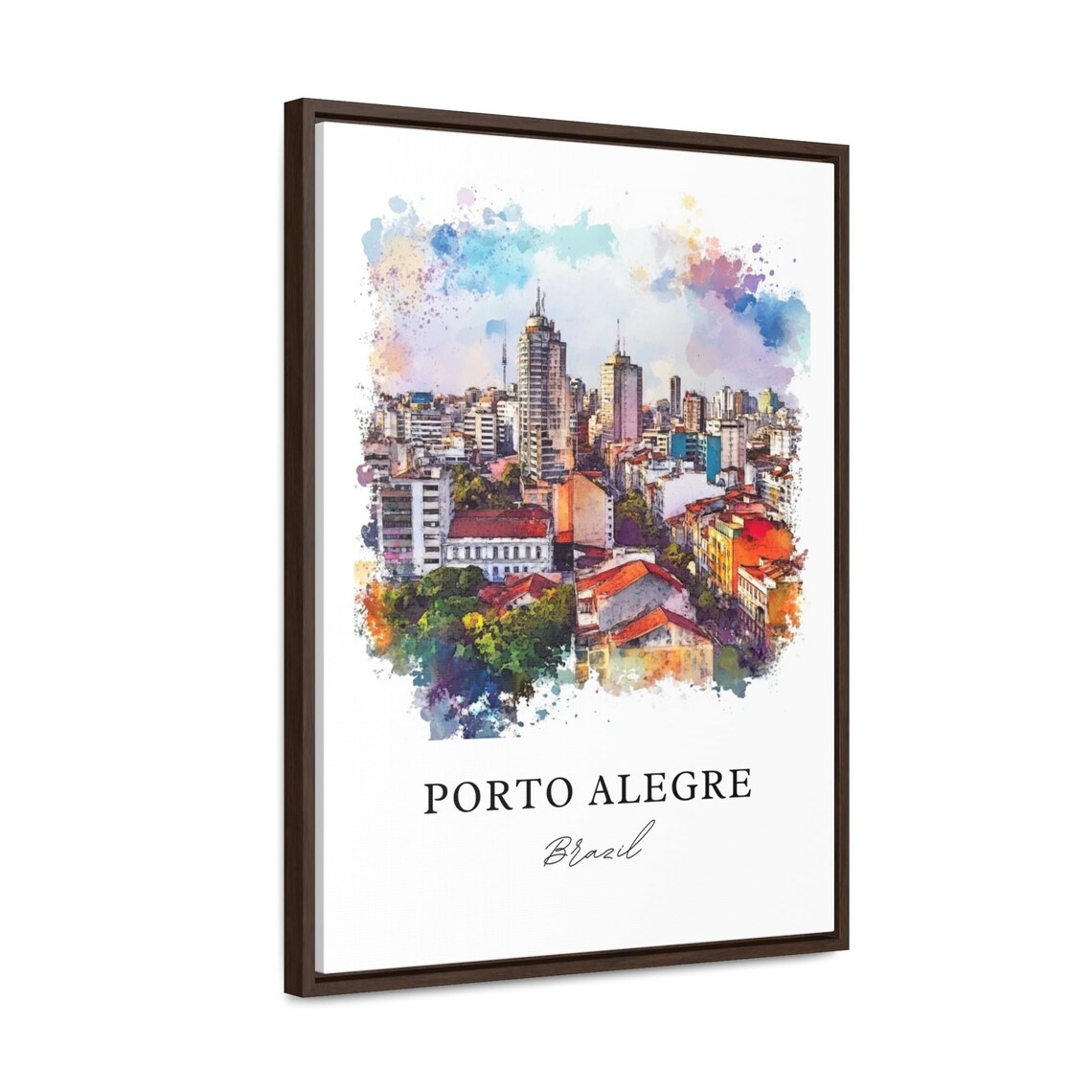 Porto Alegre Brazil Pastel City Skyline Urban Watercolor Poster - Image 2