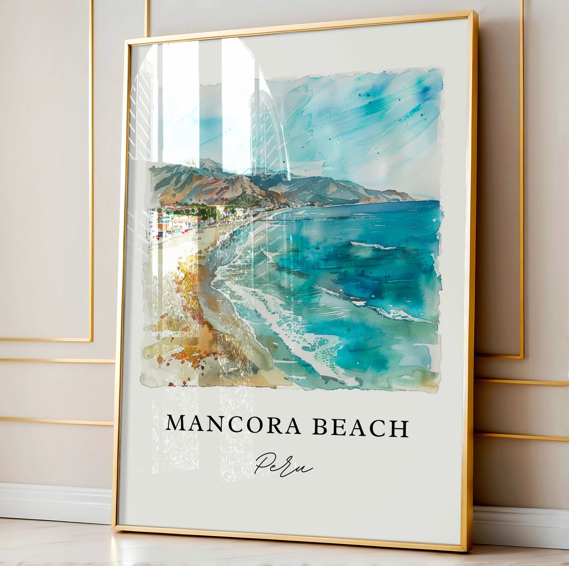 Mancora Beach Peru Sunny Surf Town Escape Coastal Watercolor Poster - Image 3