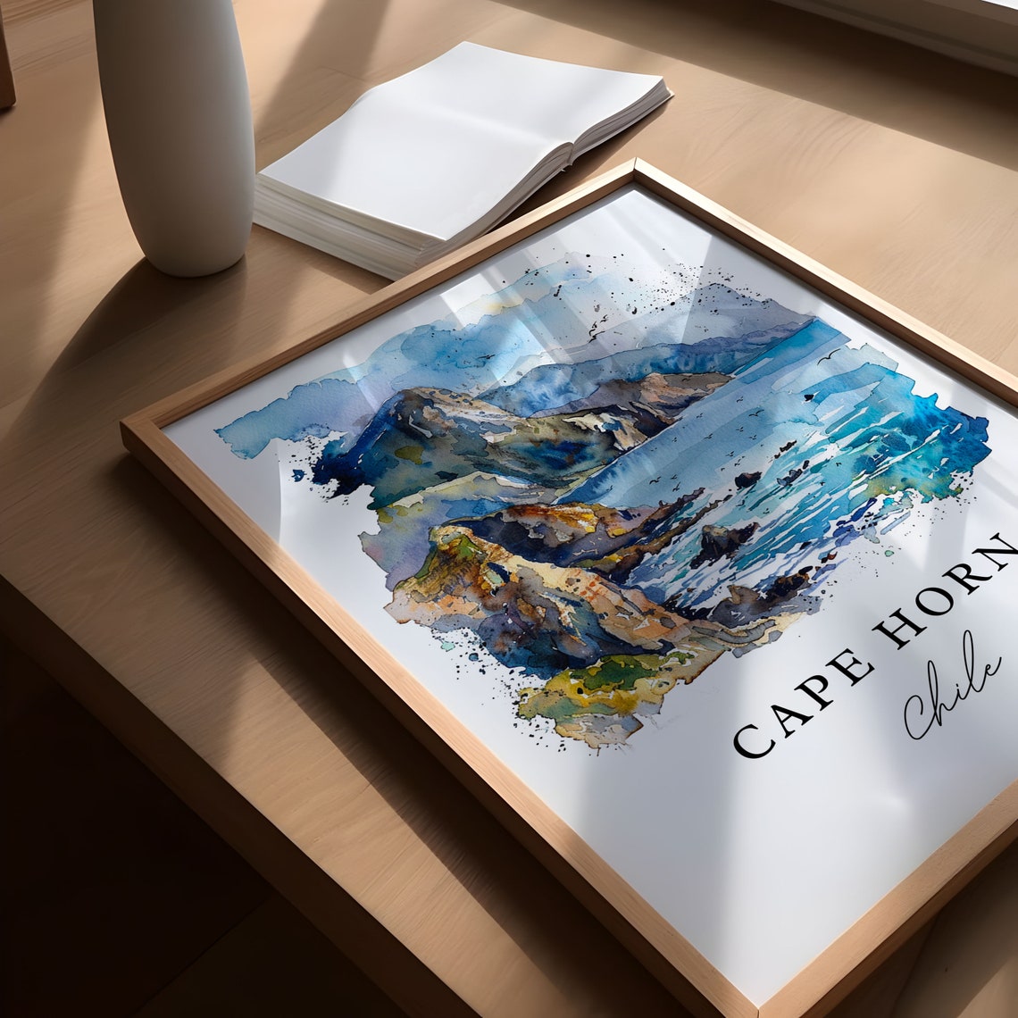 Cape Horn Chile Watercolor Dramatic Cliffs Ocean Travel Poster - Image 5