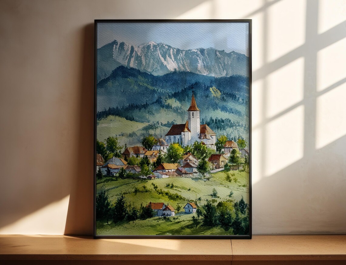 Transylvania Romania Watercolor Travel Poster