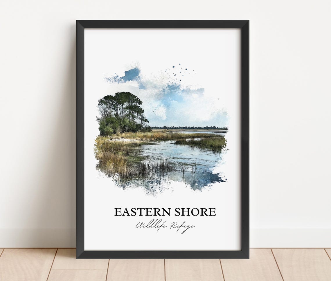 Eastern Shore Wildlife Refuge Marsh Wetland Watercolor Poster - Image 5