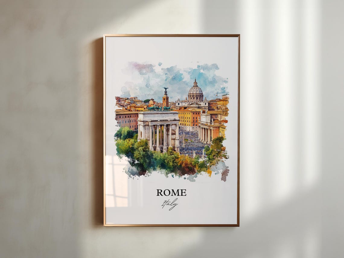 Rome Italy Watercolor Travel Poster, Housewarming - Image 4