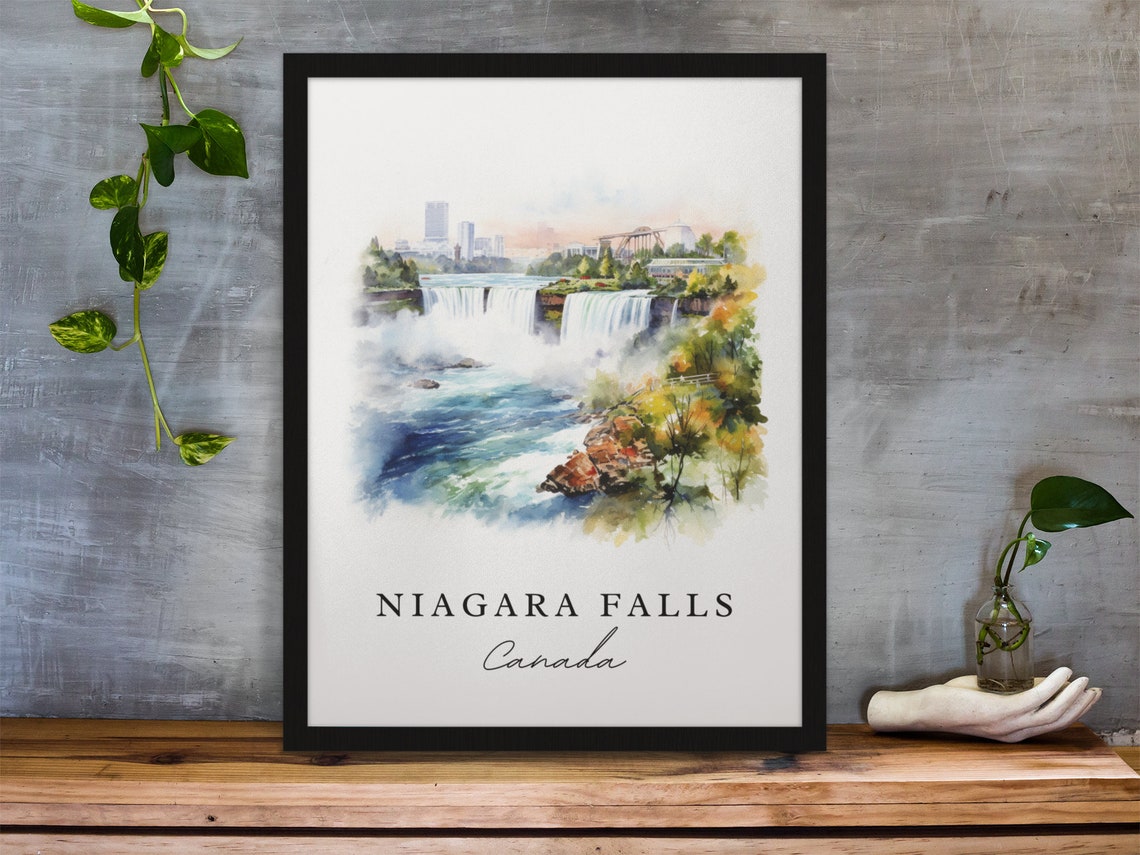Niagara Falls Canada Waterfall Watercolor Natural Wonder Poster