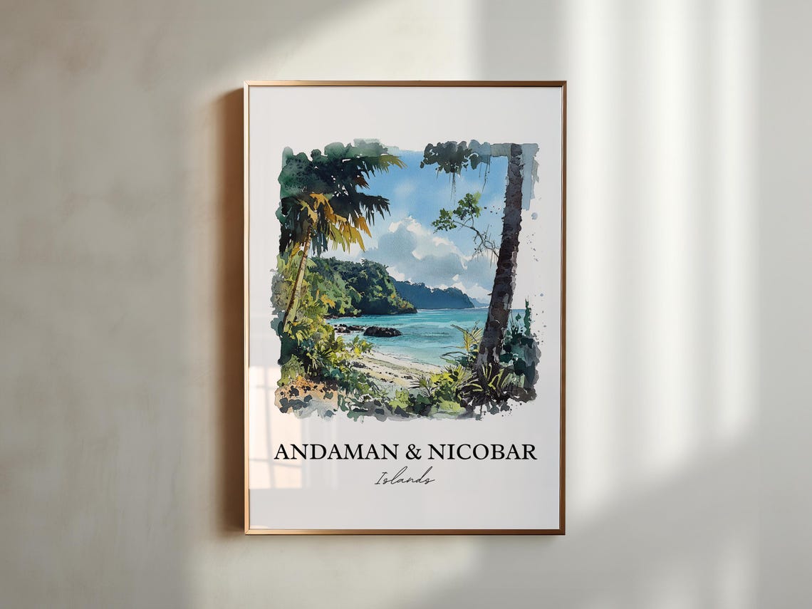 Andaman Nicobar Islands Watercolor Tropical Beach Paradise Poster - Image 3