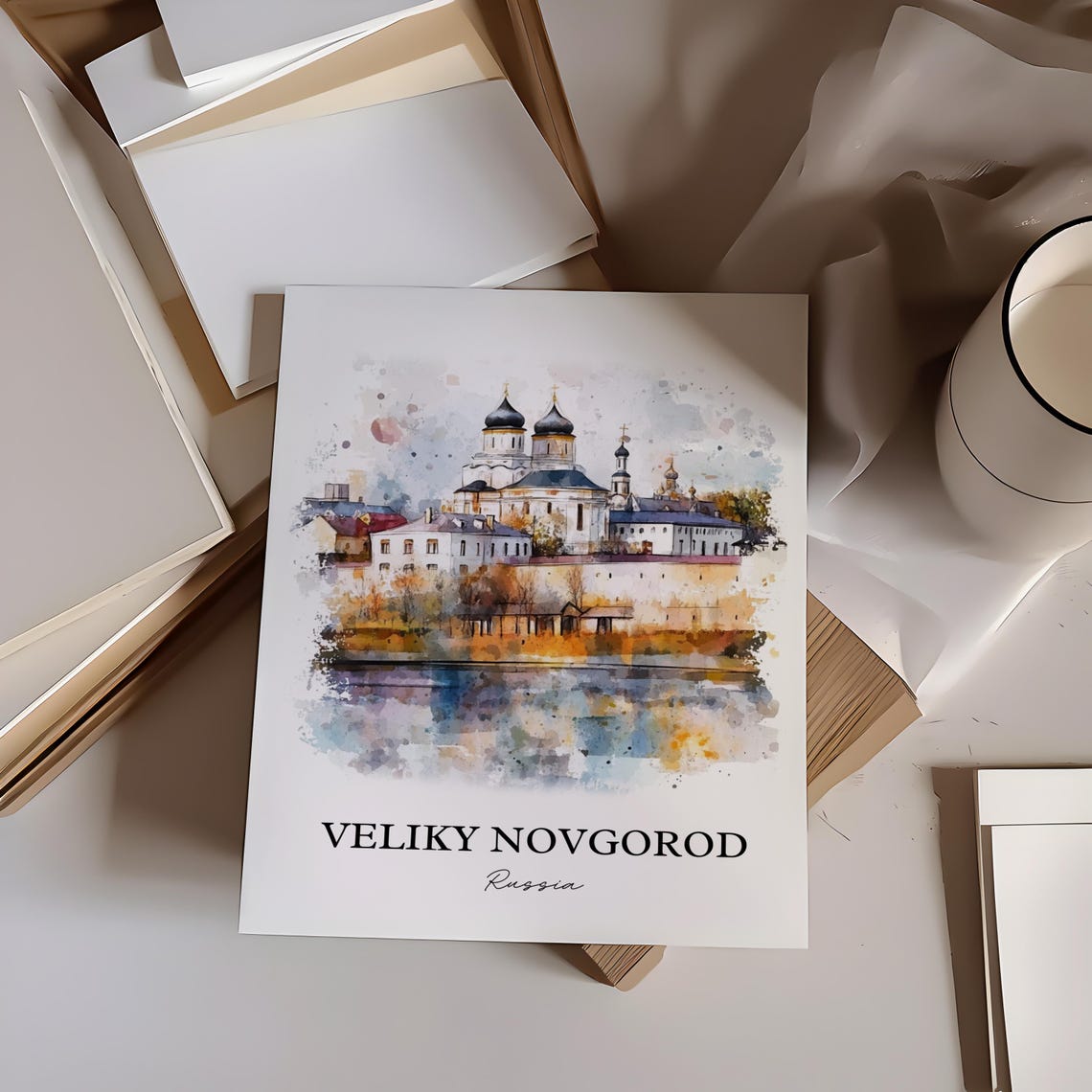 Veliky Novgorod Russia Watercolor Onion Dome Monastery Poster - Image 4