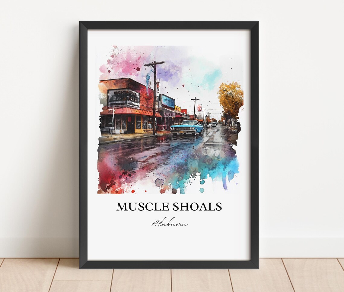 Muscle Shoals, Alabama Watercolor Travel Poster - Image 3
