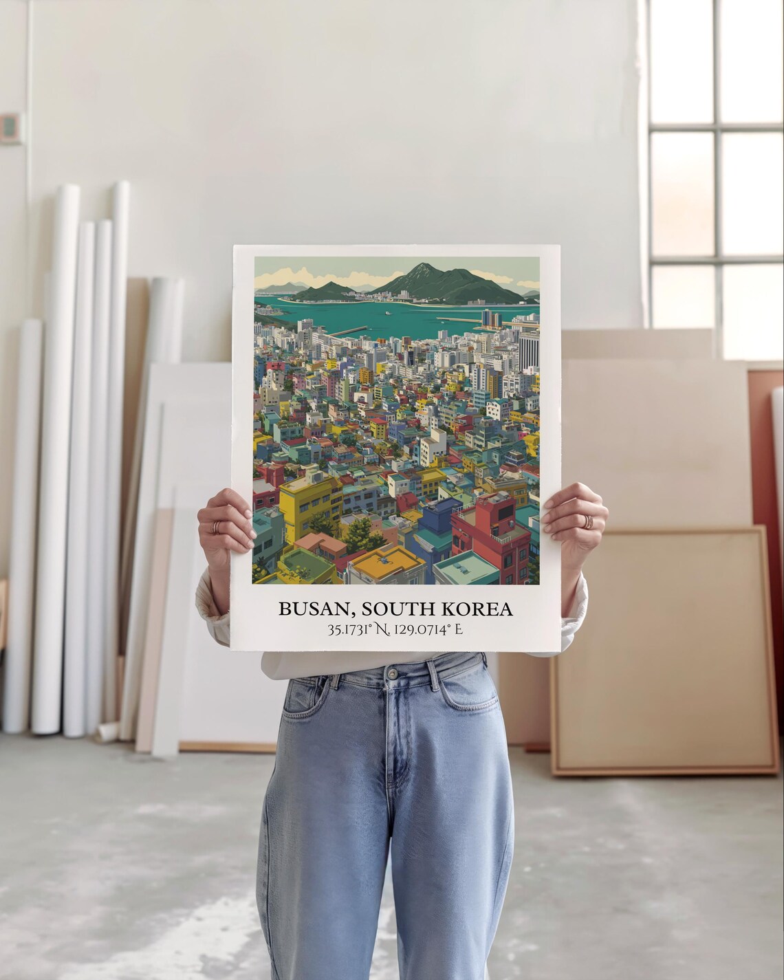Busan South Korea Harbor Hillside Cityscape Retro Travel Poster - Image 6