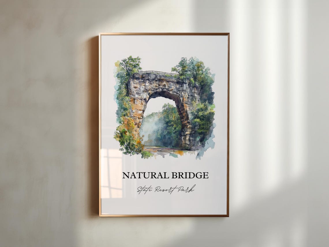 Natural Bridge State Resort Park Art Kentucky Print Kentucky Watercolor Art Slade Ky Gift Travel Print Travel Poster Housewarming Gift - Image 3