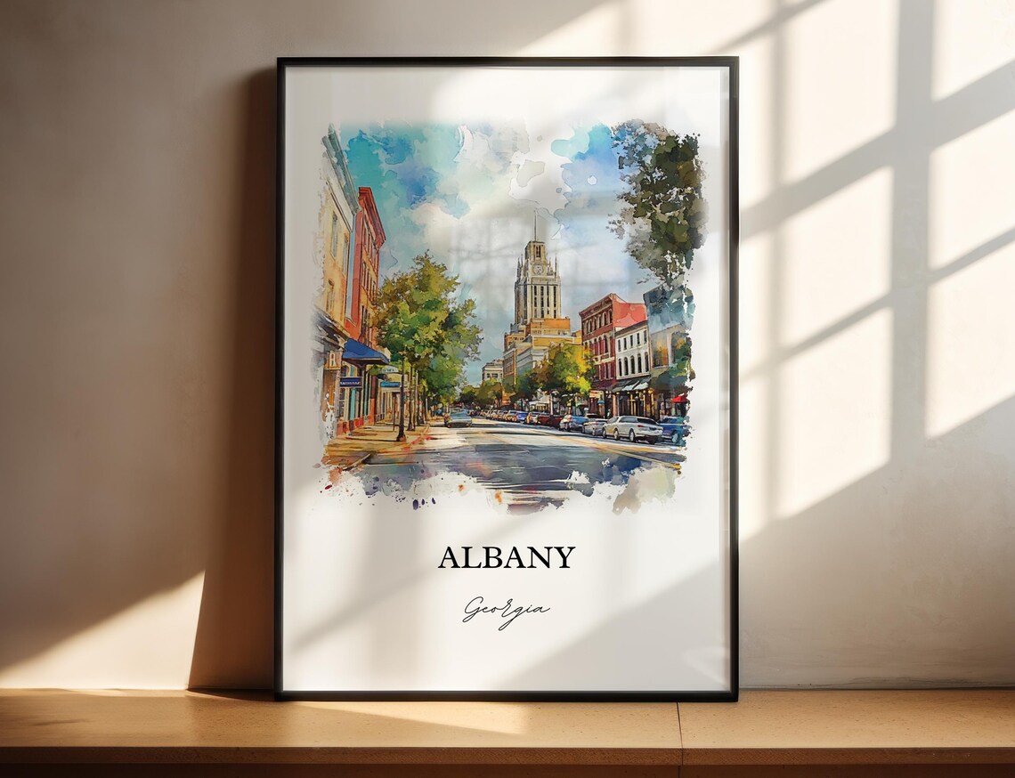 Albany Georgia Downtown Historic Street Watercolor City Travel Poster - Image 4