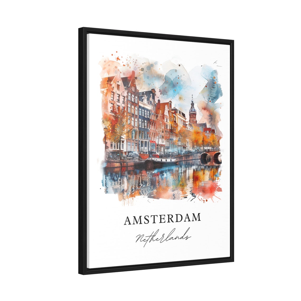 Amsterdam Watercolor Travel Poster, Netherlands Print - Image 2