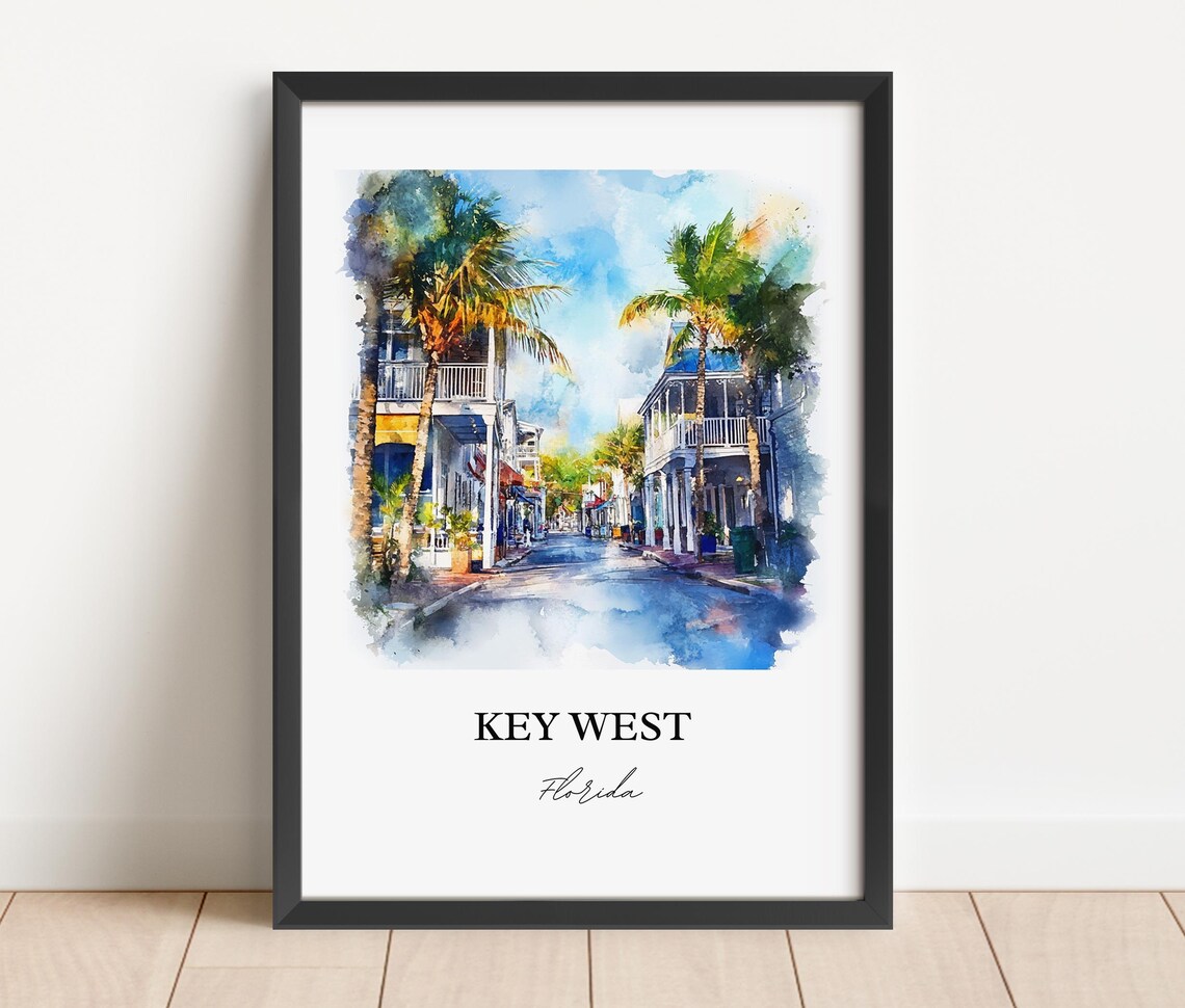 Key West FL Watercolor Travel Poster, Florida Keys - Image 3