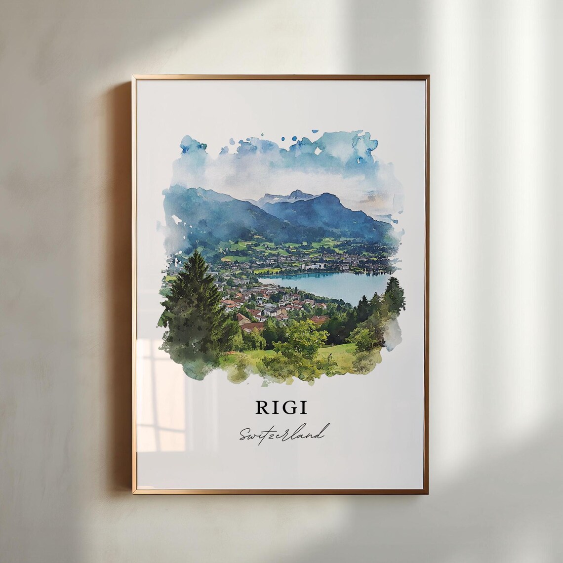 Rigi Switzerland Lake Lucerne Mountain Watercolor Alpine Travel Poster - Image 4