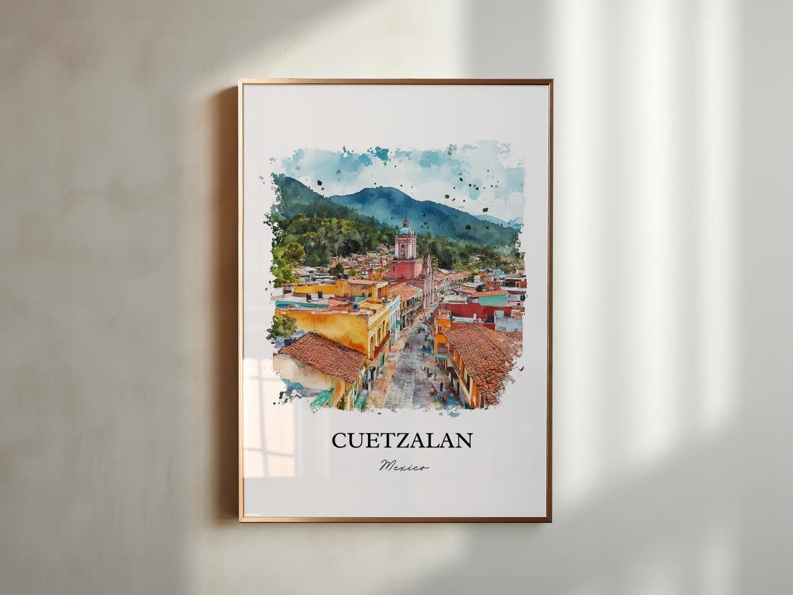 Cuetzalan Wall Art Puebla Mexico Print Watercolor Gift Travel Poster Housewarming - Image 5