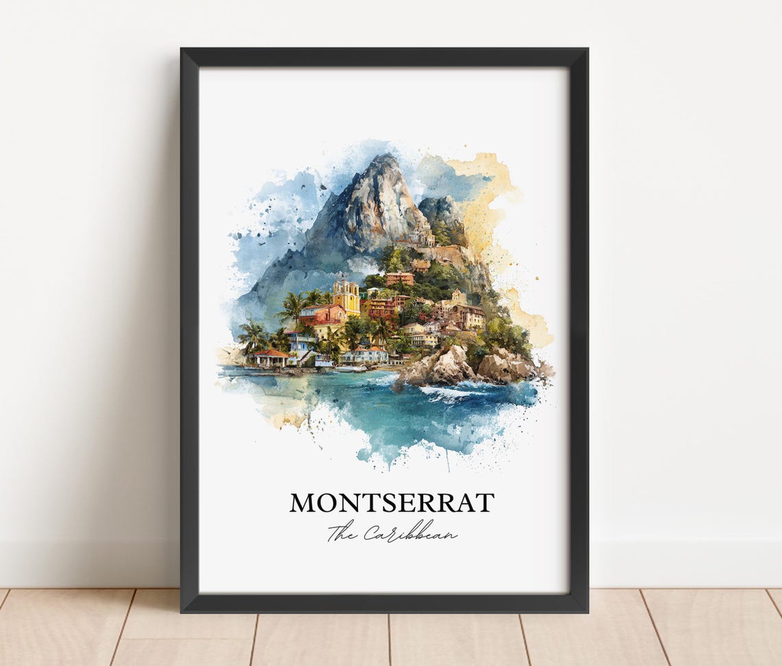 Montserrat Caribbean Watercolor Travel Poster - Image 2
