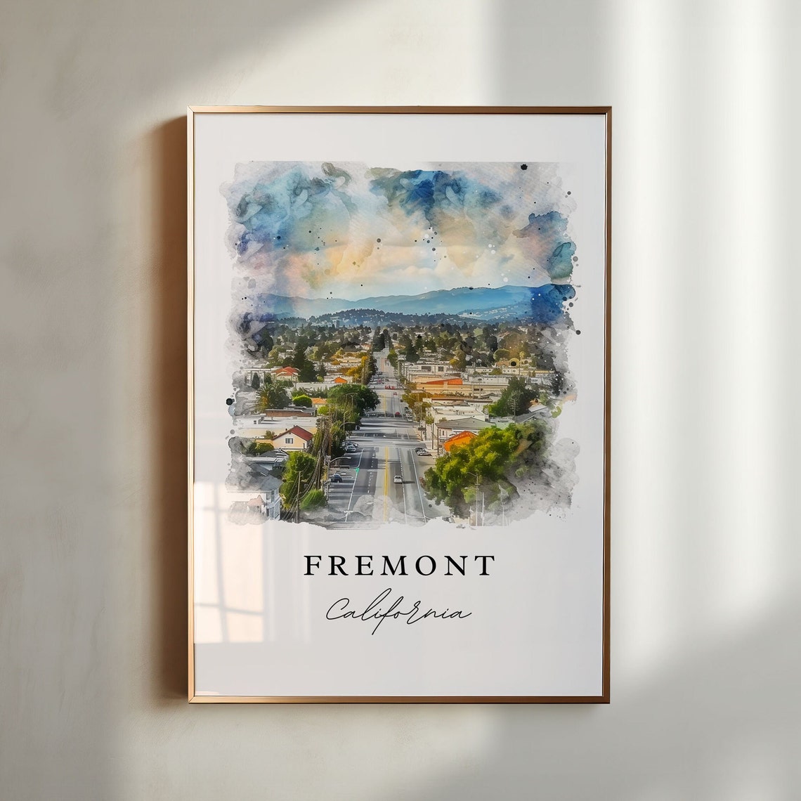 Fremont California Sweeping Aerial City Street Hills Backdrop Poster