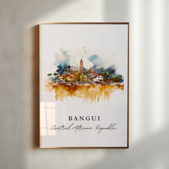 Bangui Wall Art Central African Republic Print Wedding Gift Birthday Present Custom Text Perfect