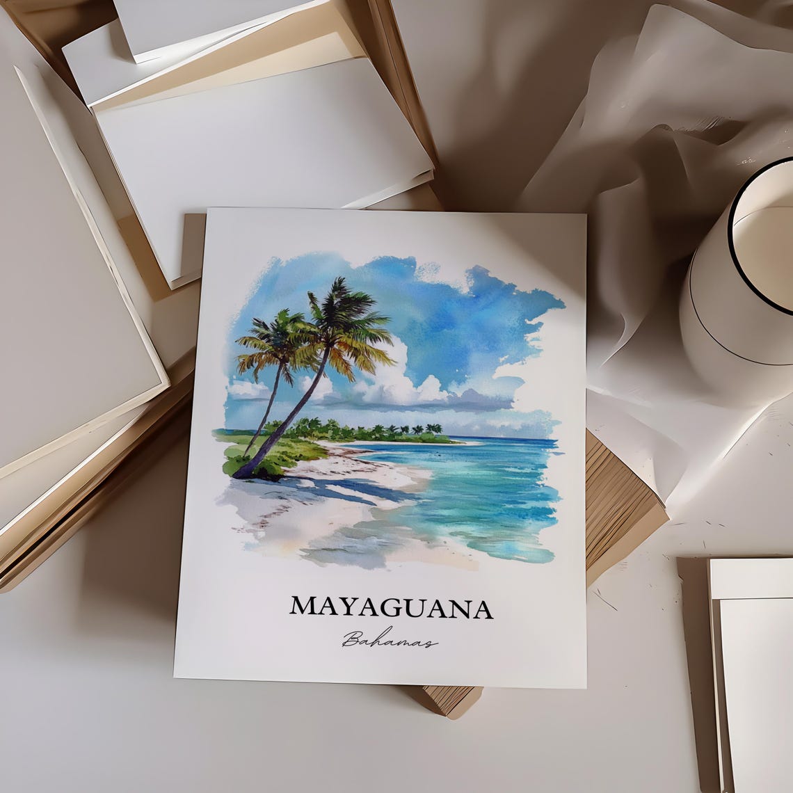 Mayaguana Wall Art Bahamas Print Watercolor Gift Travel Poster Housewarming - Image 3