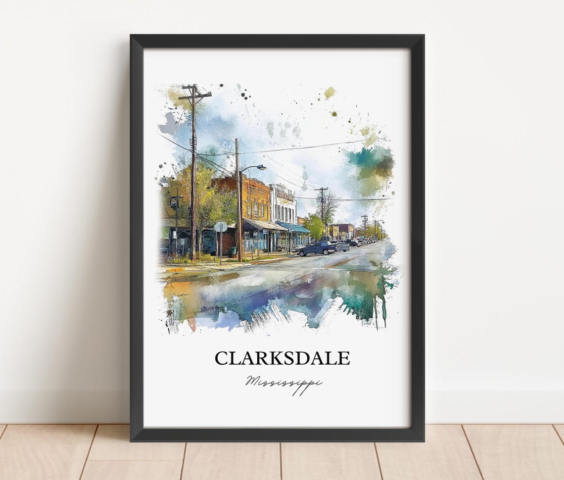 Clarksdale Mississippi Small Town Main Street Watercolor Poster - Image 6