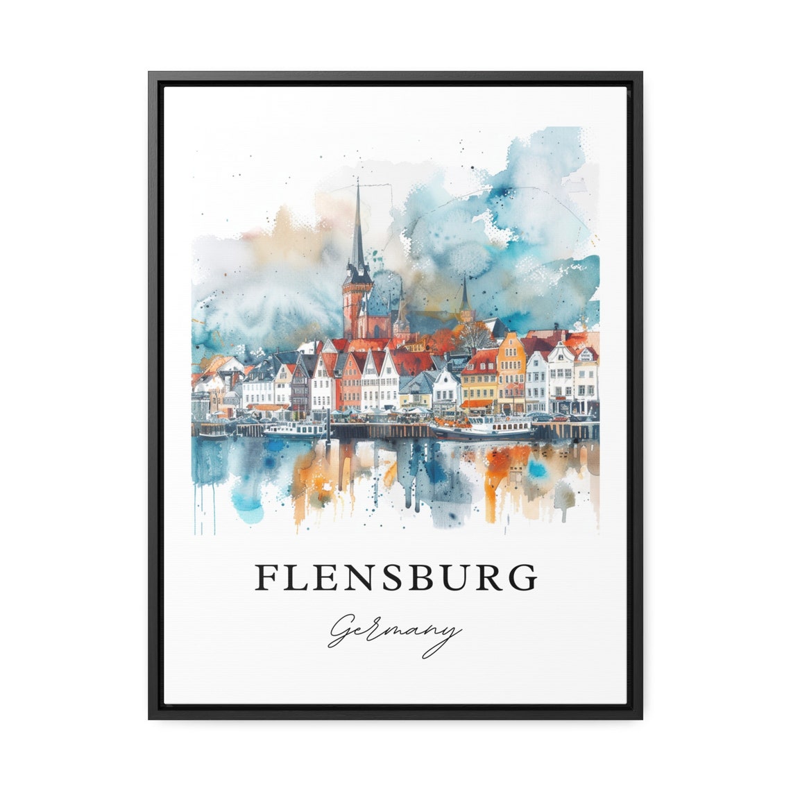 Flensburg Germany Watercolor Travel Poster, Art Print - Image 2