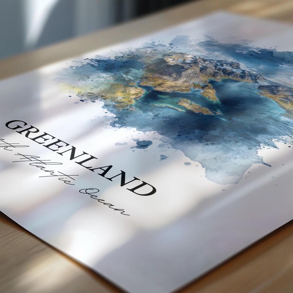 Greenland North Atlantic Rugged Fjords Aerial Watercolor Poster - Image 6
