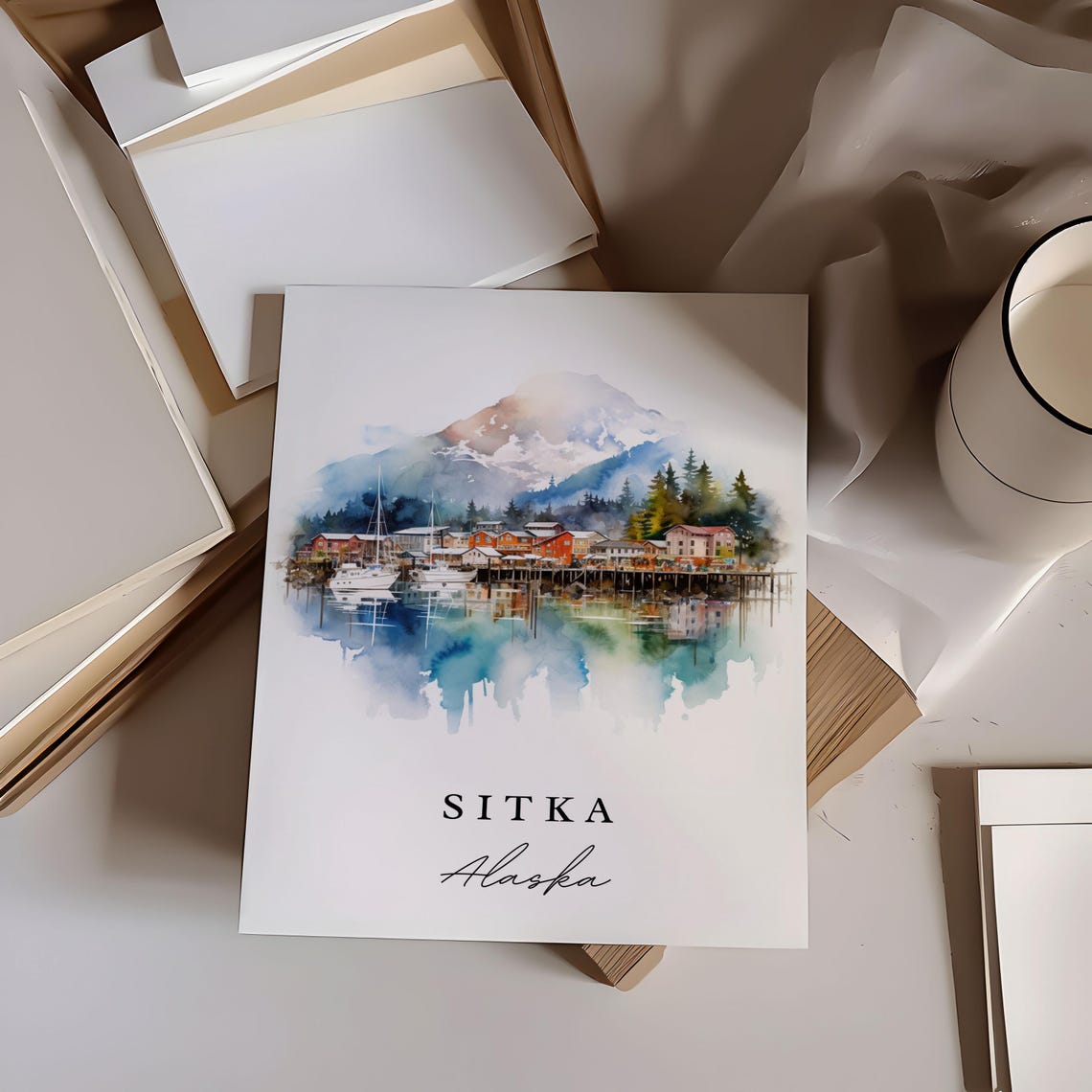 Sitka Alaska Travel Poster, Custom Text Wall Art