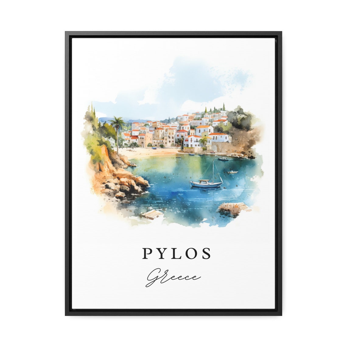 Pylos Greece Watercolor Travel Poster, Housewarming - Image 2