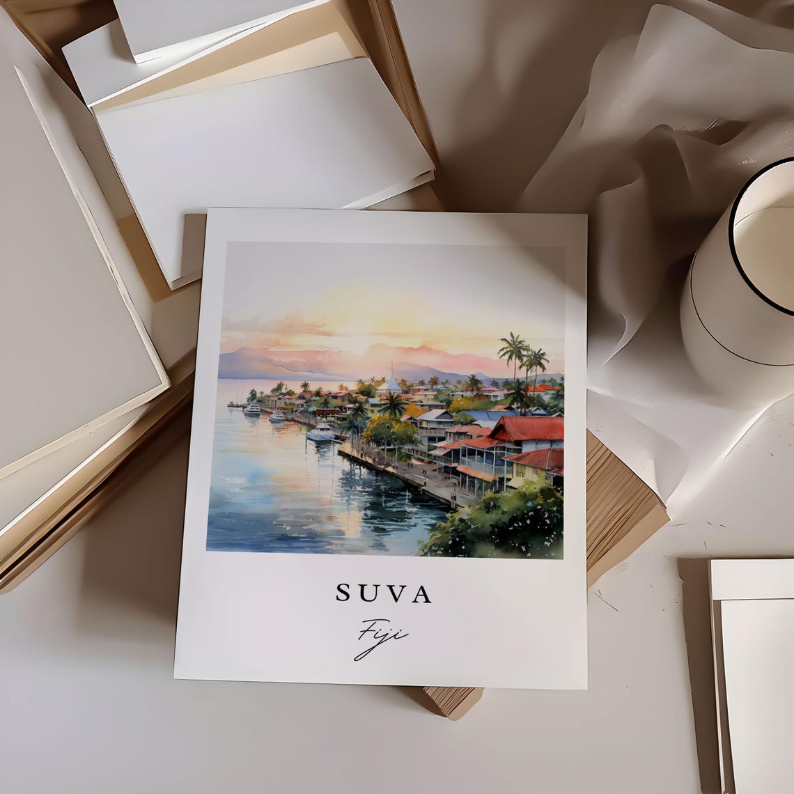 Suva Fiji Personalized Travel Poster, Custom Text - Image 6
