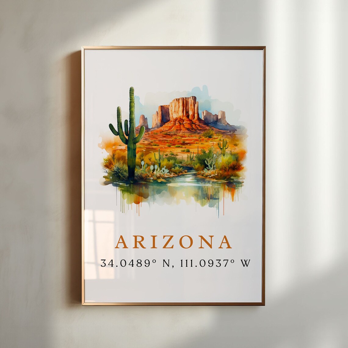 Arizona Poster Print, Coordinates Custom Text Art