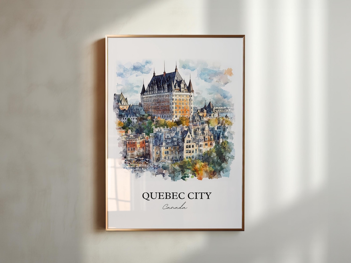 Quebec City Canada Chateau Frontenac Watercolor Landmark Poster - Image 5