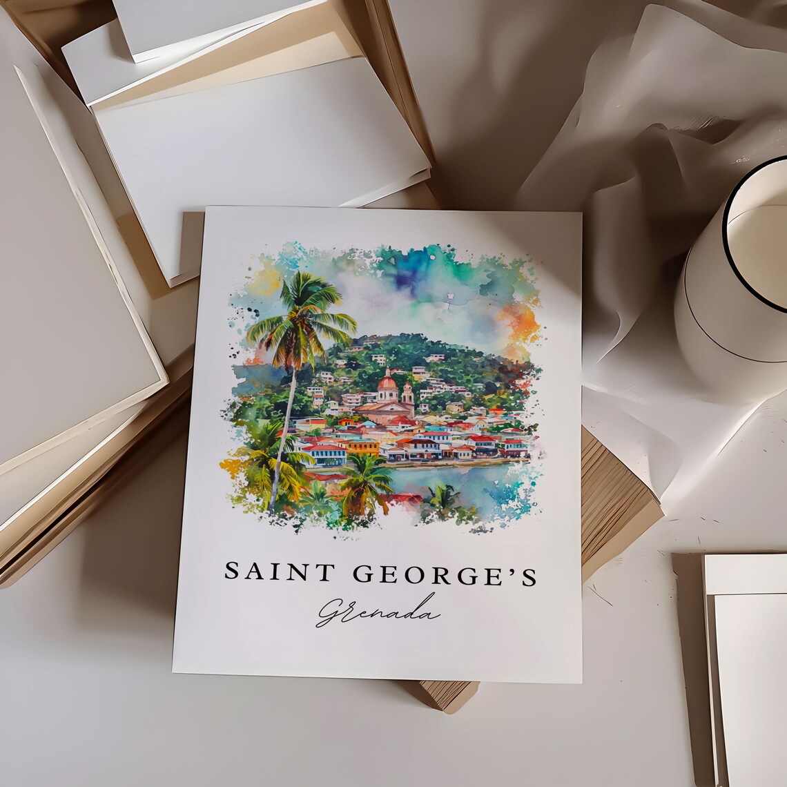 Saint Georges Grenada Art Print, Custom Text - Image 6