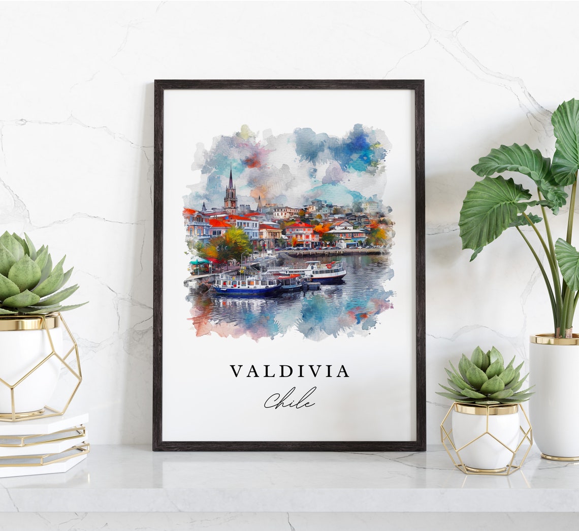 Valdivia Chile Wall Art Print Wedding Gift Southern Birthday Present Custom Text Perfect - Image 3