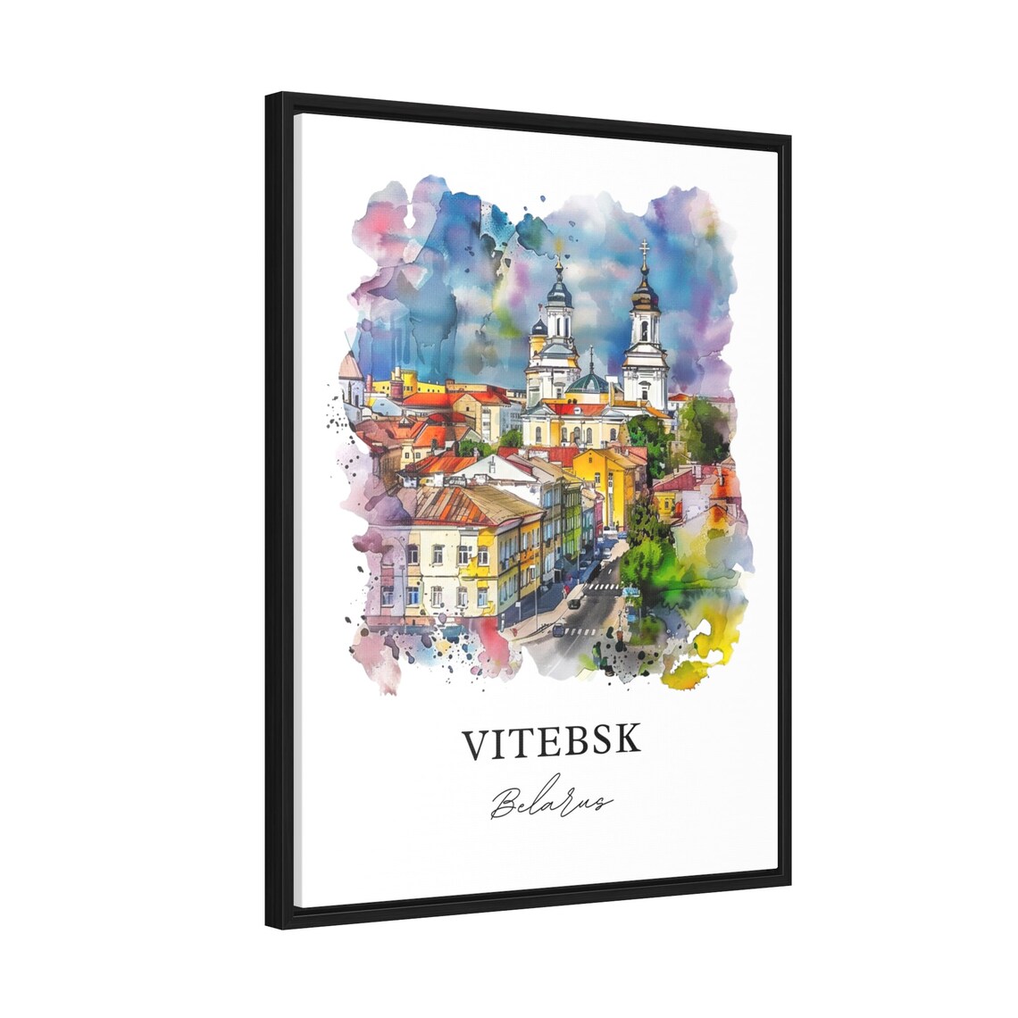 Vitebsk Belarus City Cathedral Towers Watercolor Historic Poster - Image 2