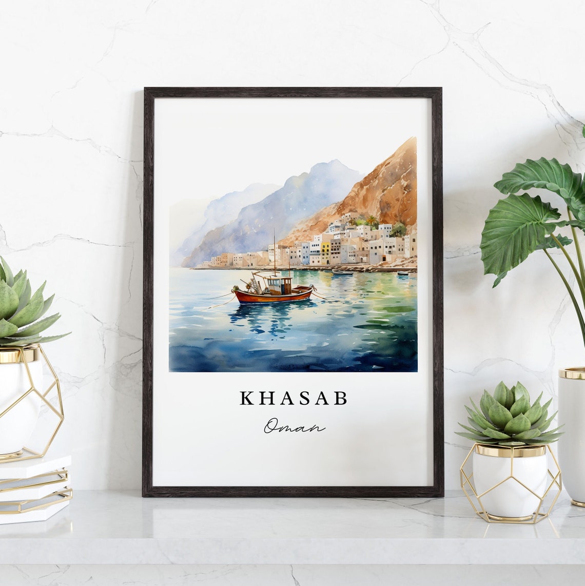 Khasab Oman Travel Poster, Custom Text - Image 4