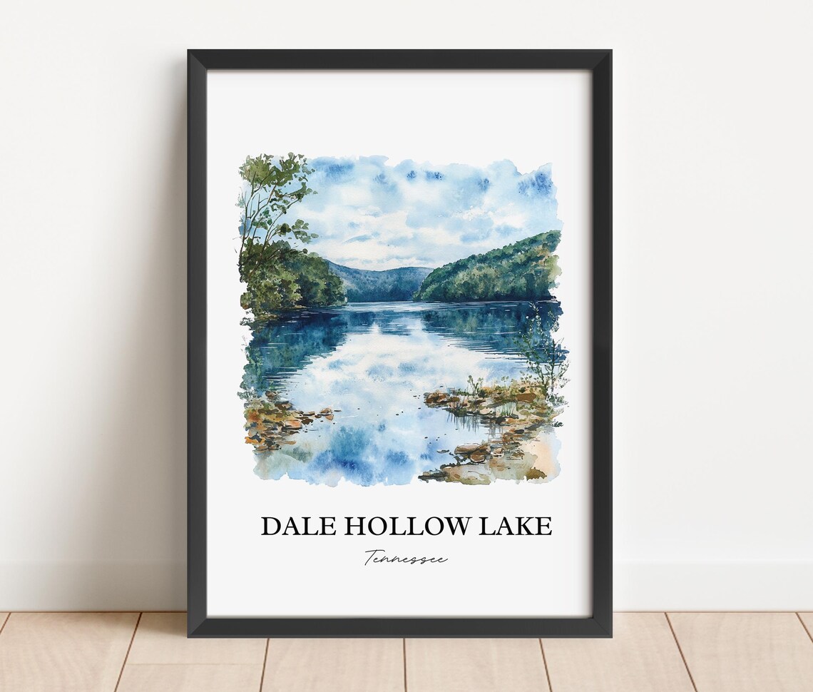 Dale Hollow Lake Tennessee Scenic Calm Cove Watercolor Poster - Image 2