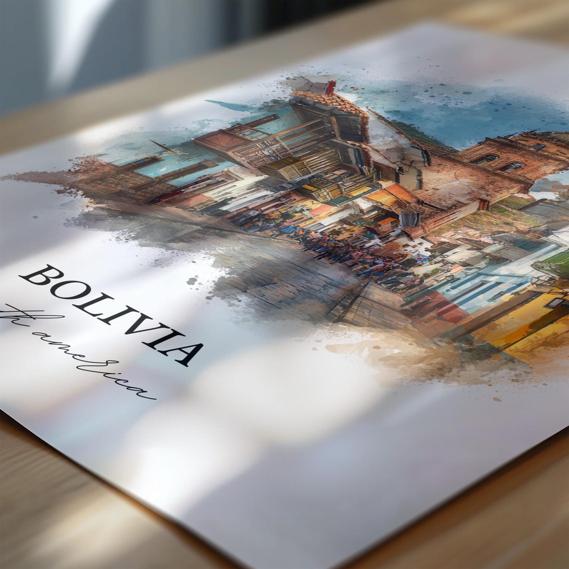 Bolivia Wall Art Print Watercolor Country Gift Travel Poster Housewarming - Image 6