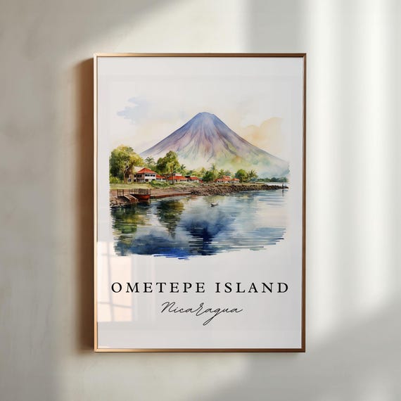 Ometepe Island Wall Art Nicaragua Poster Lake Wedding Gift Birthday Present Custom Text Personalized