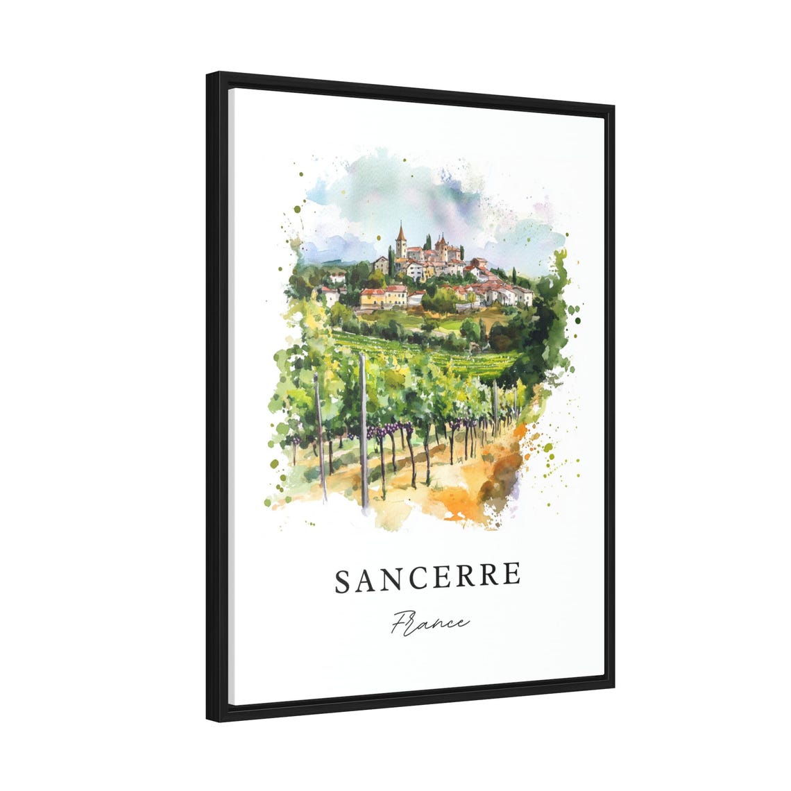 Sancerre France Watercolor Travel Poster, Wine Region - Image 2