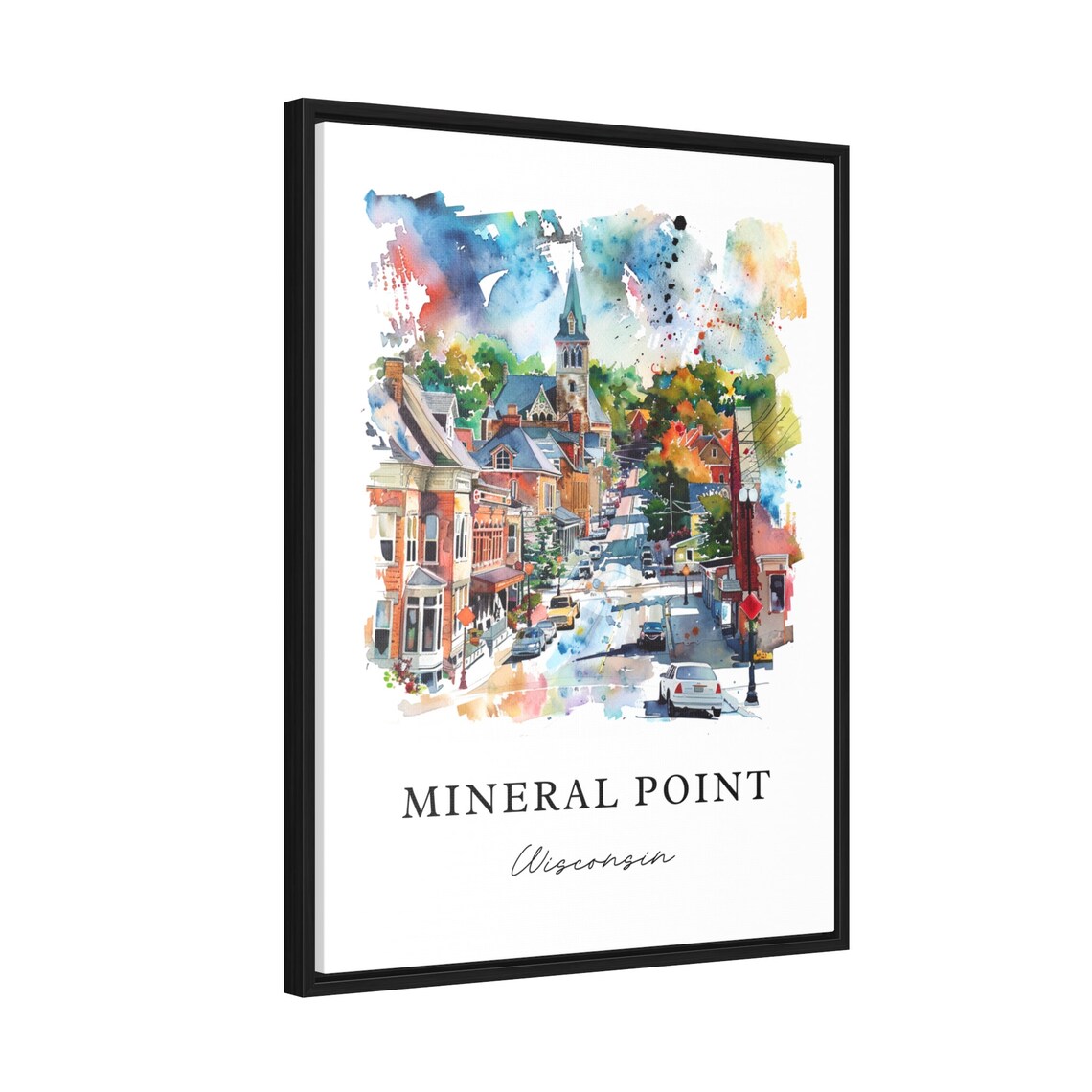 Mineral Point Wisconsin Historic Main Street Watercolor Poster - Image 2
