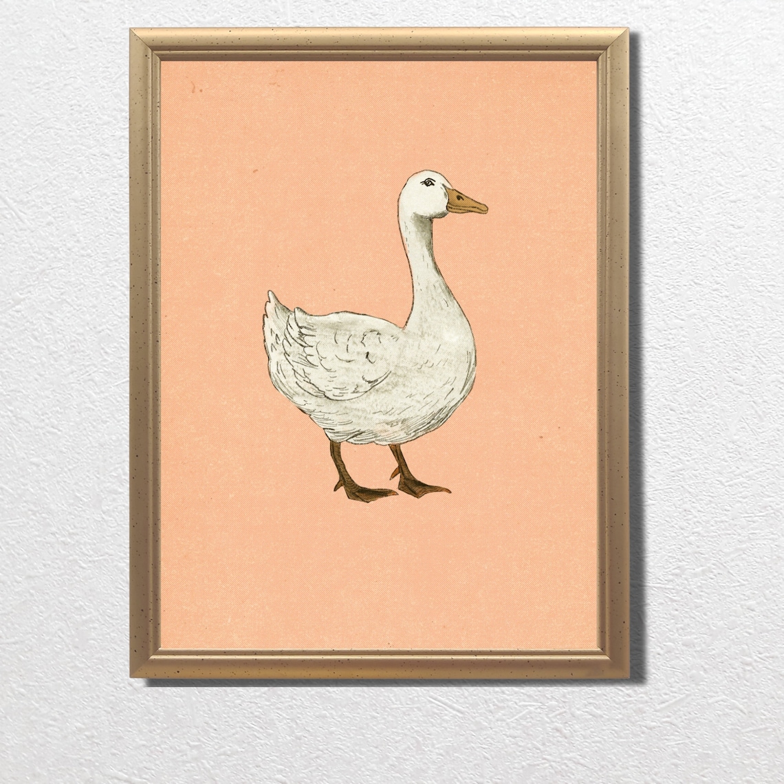 White Goose Nursery Sketch Blush Pink Background Farmhouse Poster - Image 3