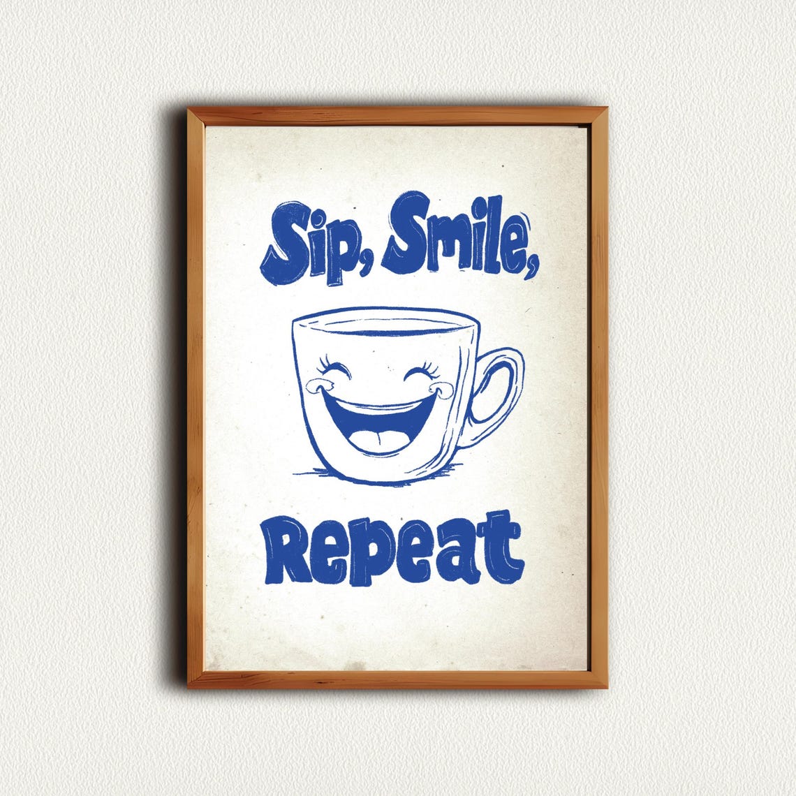 Sip Smile Repeat Laughing Coffee Cup Funny Kitchen Quote Poster - Image 4